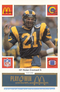 1986 McDonald's Rams Nolan Cromwell #21 Football Card