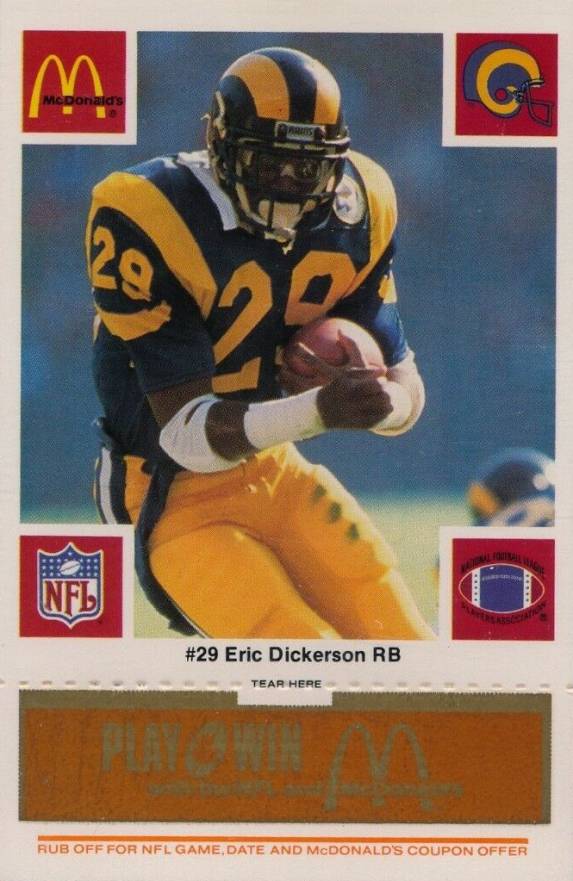 1986 McDonald's Rams Eric Dickerson #29 Football Card