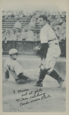 1936 National Chicle Fine Pens T. Moore out at plate.... #85 Baseball Card