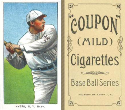1910 Coupon Cigarettes (Type 1) Myers, N.Y. Nat'L #50 Baseball Card