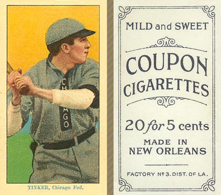 1914 Coupon Cigarettes (Type 2) Tinker, Chicago Fed. #171 Baseball Card