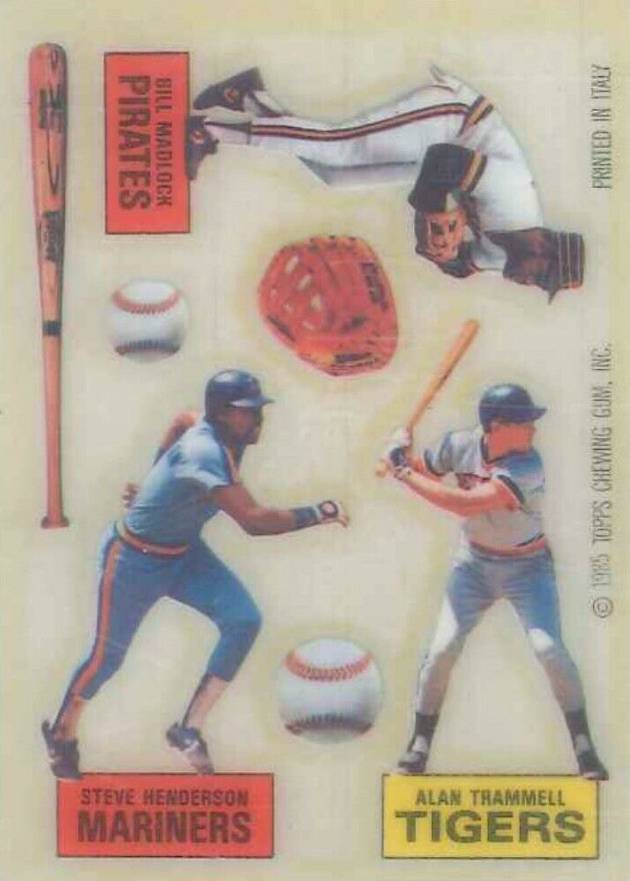 1985 Topps Rub Downs Henderson/Madlock/Trammell # Baseball Card