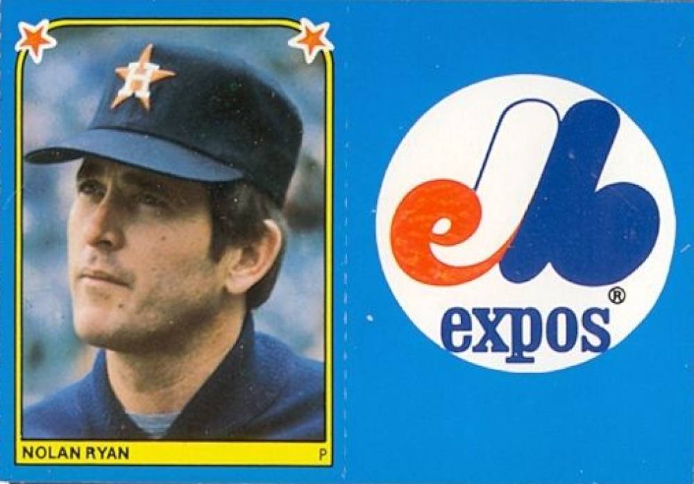 1983 Fleer Stickers Nolan Ryan/Expos Logo # Baseball Card