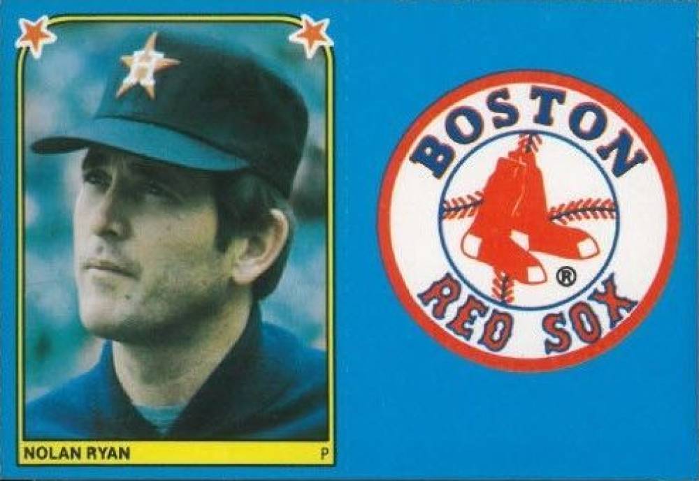 1983 Fleer Stickers Nolan Ryan/Red Sox Logo # Baseball Card