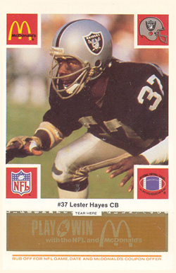 1986 McDonald's Raiders Lester Hayes #37 Football Card