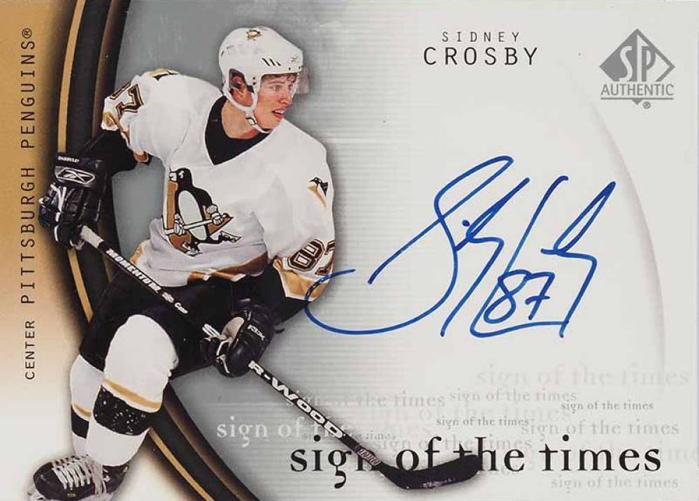 2005 SP Authentic Sign of the Times Sidney Crosby #SC Hockey Card
