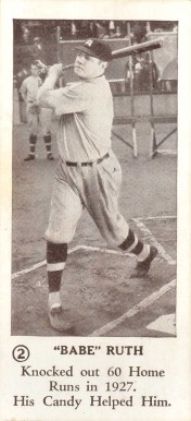 1928 George Ruth Candy Co. Knocked out 60 Home Runs #2 Baseball Card