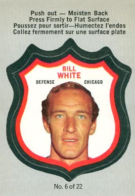 1972 O-Pee-Chee Players Crests Bill White #6 Hockey Card