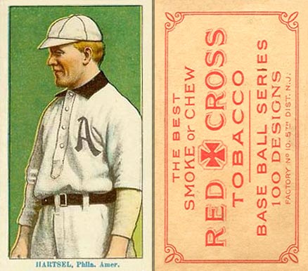 1910 Red Cross Tobacco Type 2 Blue Type Hartsel, Phila. Amer. # Baseball Card