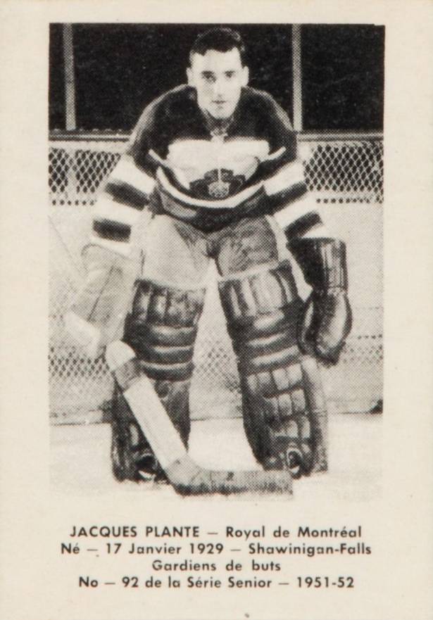 1951 Laval Dairy QSHL Jacques Plante #92 Hockey Card