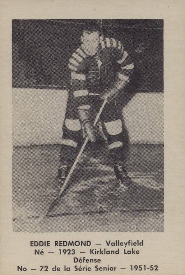 1951 Laval Dairy QSHL Eddie Redmond #72 Hockey Card