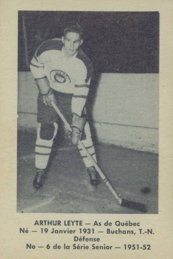 1951 Laval Dairy QSHL Arthur Leyte #6 Hockey Card