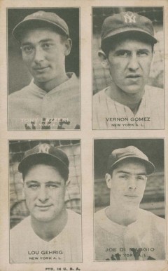 1937 Four-on-one Exhibits Lazzeri/Gomez/Gehrig/DiMaggio #11 Baseball Card