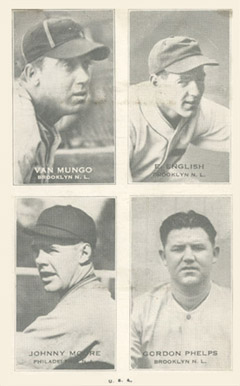 1937 Four-on-one Exhibits V.Mungo/E.English/J.Moore/G.Phelps #12 Baseball Card