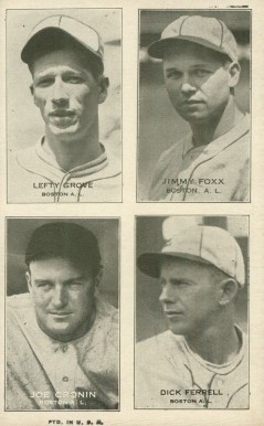 1937 Four-on-one Exhibits Cronin/Ferrell/Foxx/Grove #8 Baseball Card