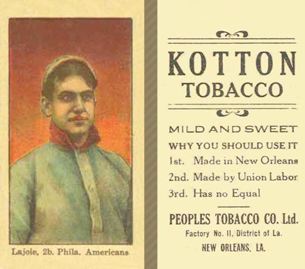 1911 Kotton Lajoie, 2b. Phila. Americans # Baseball Card