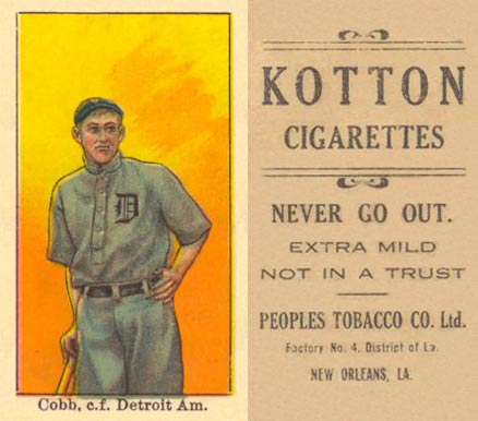 1911 Kotton Cobb, c.f. Detroit Am. # Baseball Card
