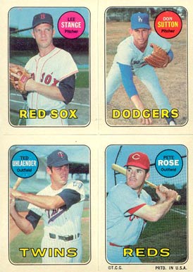 1969 Topps 4 in 1's Stange/Sutton/Uhlaender/Rose # Baseball Card