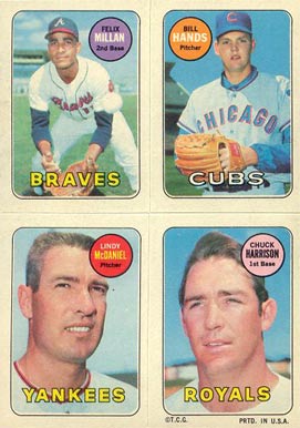 1969 Topps 4 in 1's Hands/Harrison/McDaniel/Millan # Baseball Card