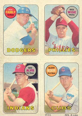 1969 Topps 4 in 1's Alvis/Beckert/Fairly/Wise # Baseball Card