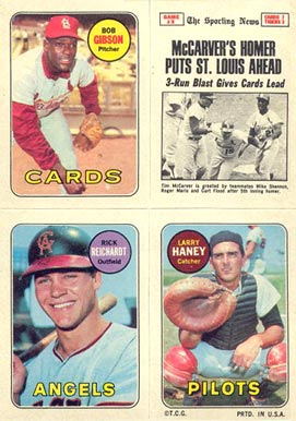 1969 Topps 4 in 1's Gibson/Haney/Reichardt/W.S. Game #3 # Baseball Card