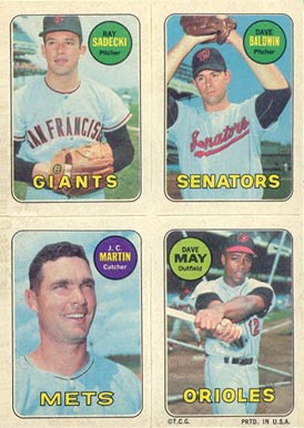 1969 Topps 4 in 1's Baldwin/May/Martin/Sadecki # Baseball Card