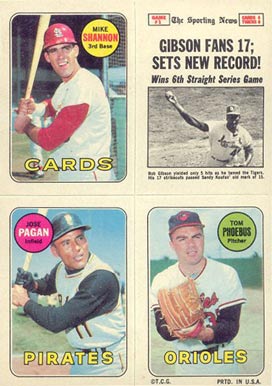 1969 Topps 4 in 1 Pagan/Phoebus/Shannon/W.S. Game #1 #18 Baseball Card