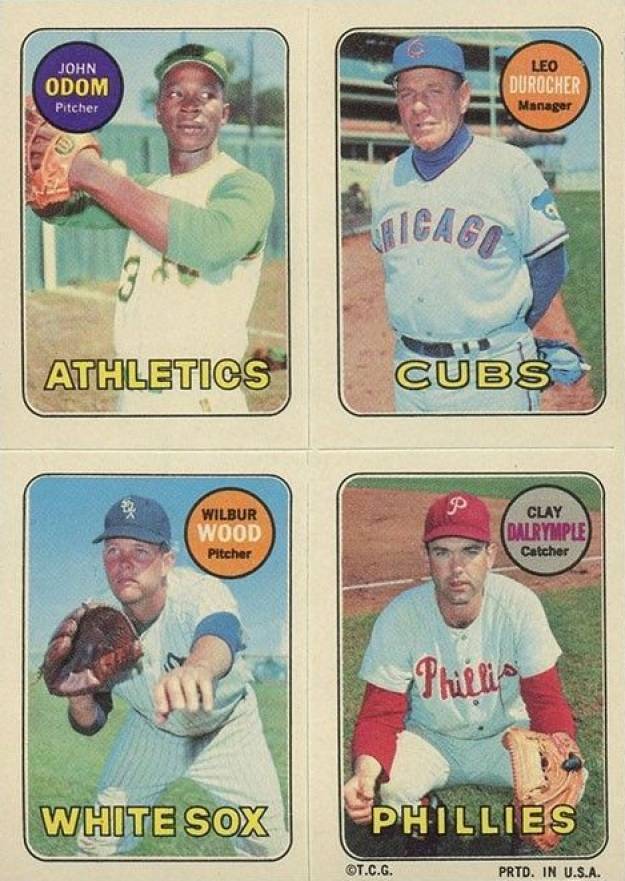 1969 Topps 4 in 1's Dalrymple/Durocher/Odom/Wood # Baseball Card