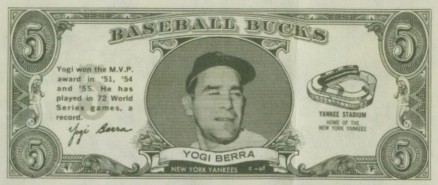 1962 Topps Bucks Yogi Berra # Baseball Card