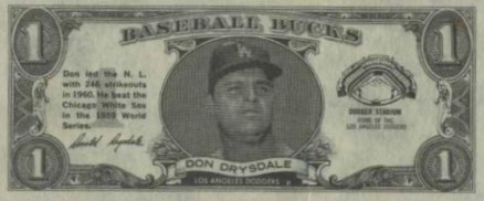 1962 Topps Bucks Don Drysdale # Baseball Card