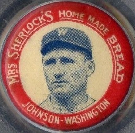 1924 Mrs. Sherlock Bread Pins Walter Johnson #4 Baseball Card