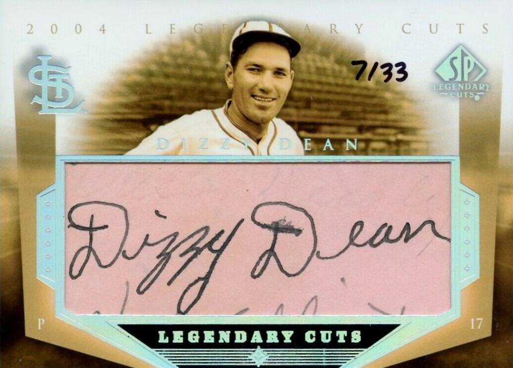2004 SP Legendary Cuts Cut Signature Dizzy Dean #DD Baseball Card
