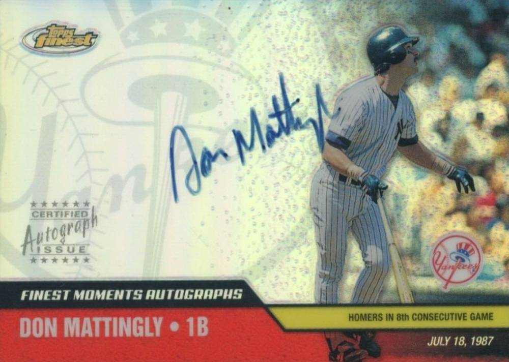 2002 Finest Moments Autographs Don Mattingly #FMADM Baseball Card