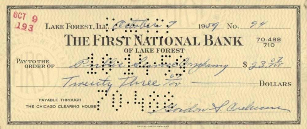 1990 Hall of Fame Autograph Bank Checks Mickey Cochrane # Baseball Card