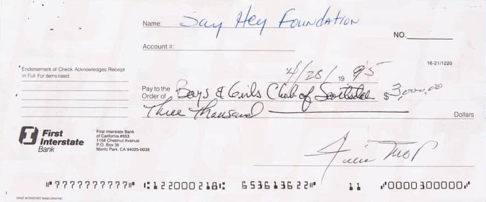 1990 Hall of Fame Autograph Bank Checks Carl Mays # Baseball Card