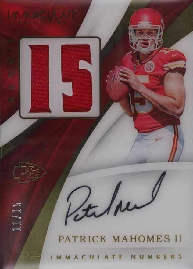 2017 Panini Immaculate Collection Immaculate Numbers Rookie Patch Autographs Patrick Mahomes II #IN-PM Football Card