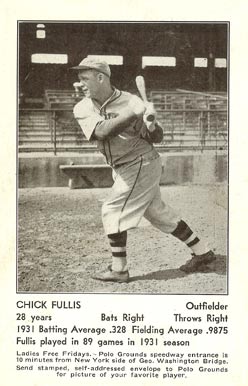 1932 N.Y. Giants Schedule Postcards Chuck Fullis # Baseball Card