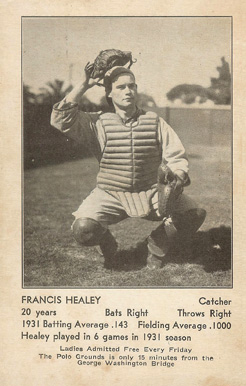 1932 N.Y. Giants Schedule Postcards Fran Healey # Baseball Card