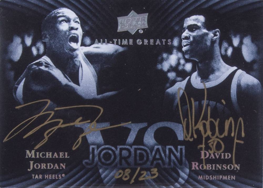2013 Upper Deck All-Time Greats Jordan vs. Signatures Michael Jordan/David Robinson #JVSDR Basketball Card