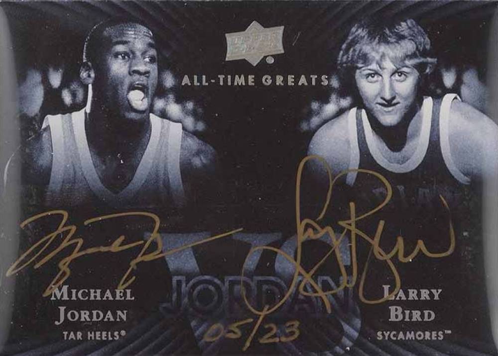 2013 Upper Deck All-Time Greats Jordan vs. Signatures Larry Bird/Michael Jordan #JVSLB Basketball Card