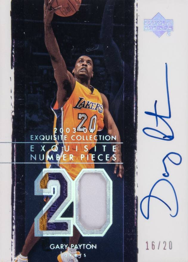 2003 UD Exquisite Collection Number Piece Autographs Gary Payton #NP-GP Basketball Card