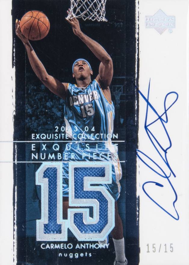 2003 UD Exquisite Collection Number Piece Autographs Carmelo Anthony #NP-CA Basketball Card