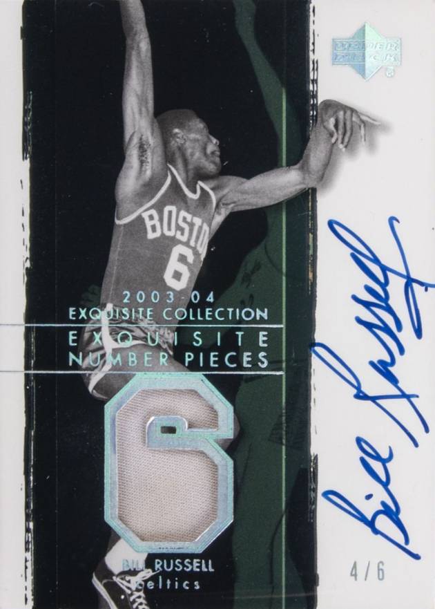 2003 UD Exquisite Collection Number Piece Autographs Bill Russell #NP-BR Basketball Card
