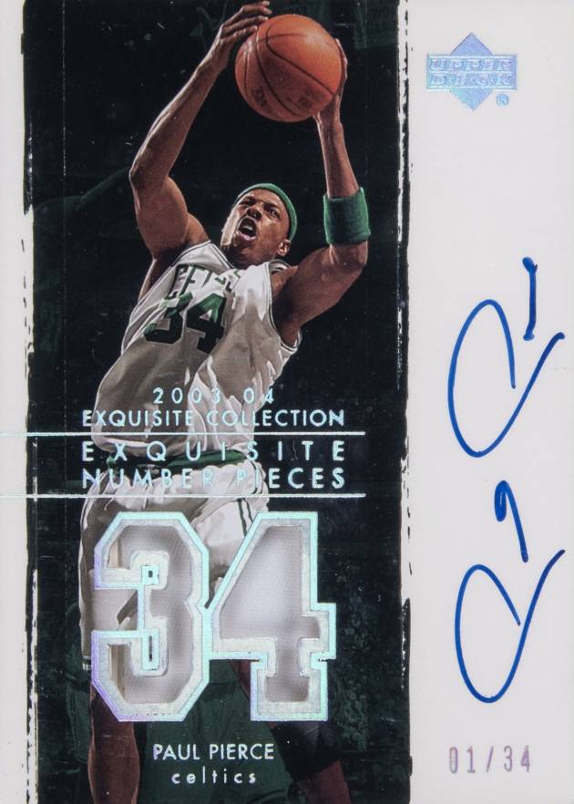 2003 UD Exquisite Collection Number Piece Autographs Paul Pierce #NP-PP Basketball Card