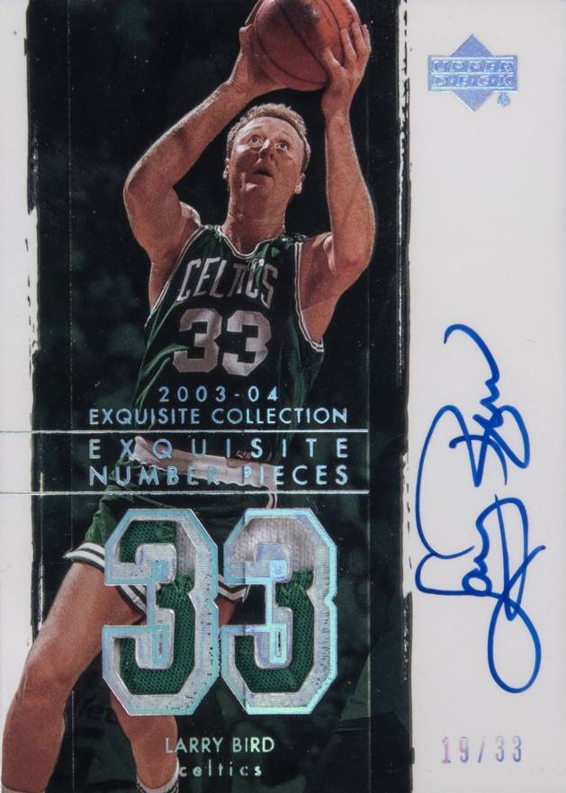 2003 UD Exquisite Collection Number Piece Autographs Larry Bird #NP-LB Basketball Card