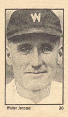 1923 Maple Crispette Walter Johnson #30 Baseball Card
