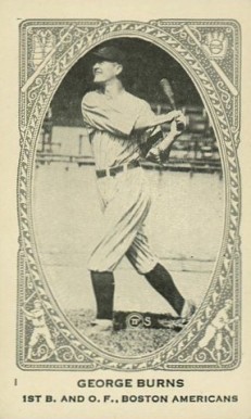 1922 Neilson's Chocolate Type 1 George Burns #1 Baseball Card
