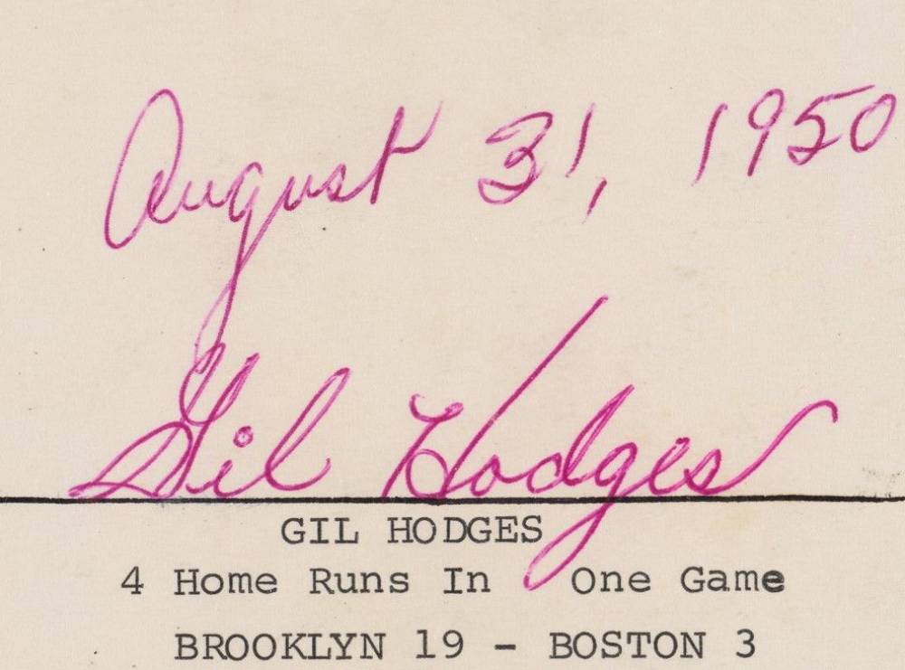 1999 HOF Autograph Index, Postcards, Album, Photo, etc Gil Hodges # Baseball Card