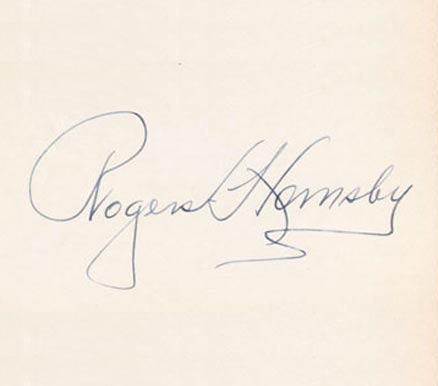 1999 HOF Autograph Index, Postcards, Album, Photo, etc Rogers Hornsby #118 Baseball Card