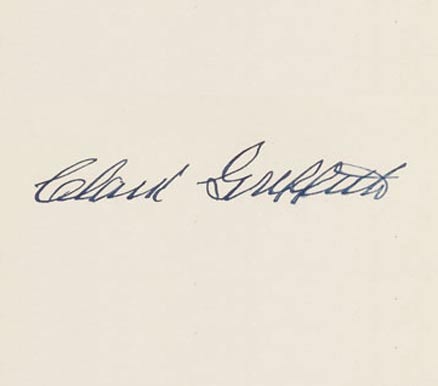 1999 HOF Autograph Index, Postcards, Album, Photo, etc Clark Griffith #104 Baseball Card